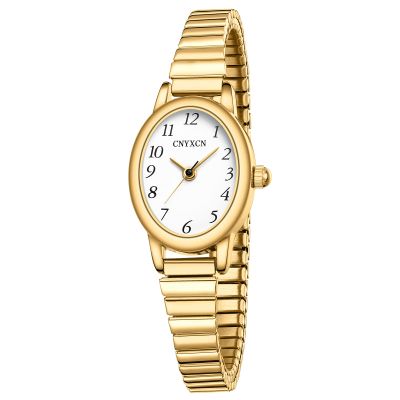 CNYXCN Gold Watches for Women, Easy Reading Analog Watch with Stainless Steel Expansion Band, Water Resistant5.90in-6.69in