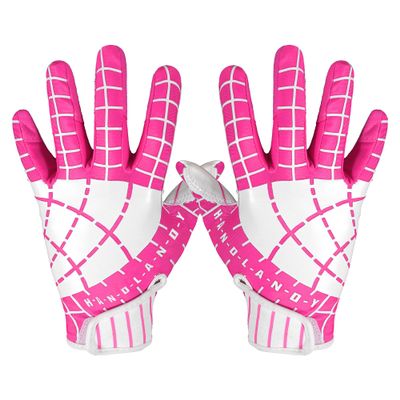 AIGEVTURE Youth Football Gloves Kid Receiver Gloves Boys Girls Unmatched Grip Great Gift (Pink and White, Youth L&Adult XS)