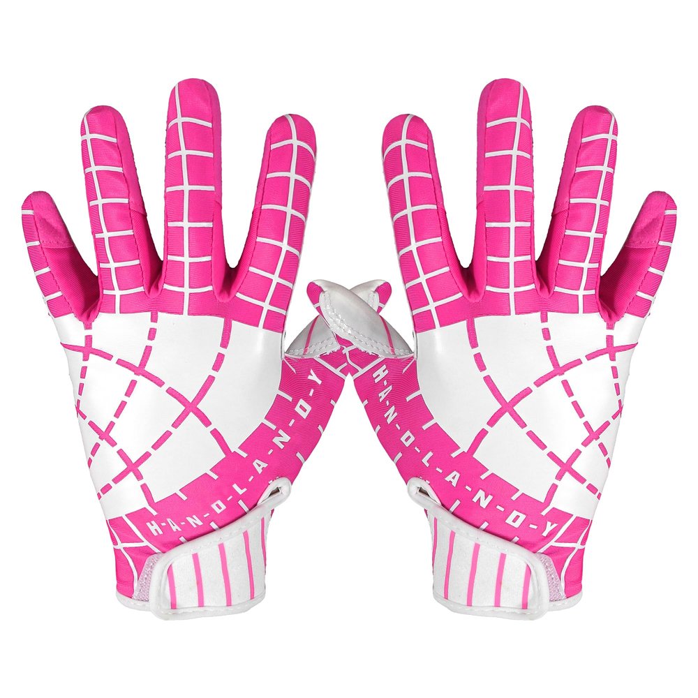 AIGEVTURE Youth Football Gloves Kid Receiver Gloves Boys Girls Unmatched Grip Great Gift (Pink and White, Youth L&Adult XS)