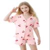 Umeyda Pajamas for Girls Set 3 Piece Sleepwear Button-Down Short Sleeve Pj Set Cute Loungewear, Cherry, 9-10 Years view 2