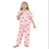 Umeyda Pajamas for Girls Set 3 Piece Sleepwear Button-Down Short Sleeve Pj Set Cute Loungewear, Cherry, 9-10 Years view 4