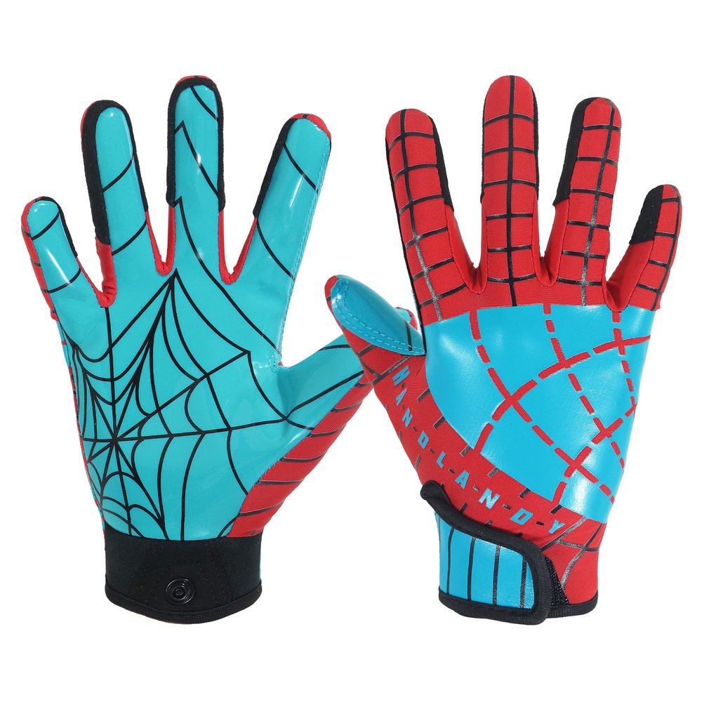 AIGEVTURE Youth Football Gloves Kid Receiver Gloves Boys Girls Unmatched Grip Great Gift (Sky Blue and Red, Youth S)