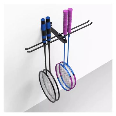 CKKNILV Sports Ball Storage Stand Badminton Racket Hook Storage Rack, Double Side Wall Mount Tennis Racket Display Stand, for Kindergarten/Garages/Clubs/Home, Metal Steel Frame