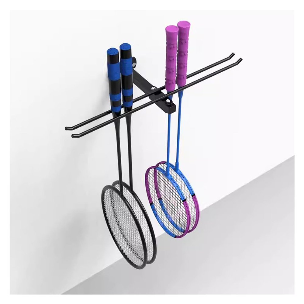 CKKNILV Sports Ball Storage Stand Badminton Racket Hook Storage Rack, Double Side Wall Mount Tennis Racket Display Stand, for Kindergarten/Garages/Clubs/Home, Metal Steel Frame