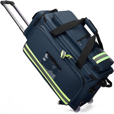 First Aid Kit Bag Rolling Medical Supplies Bag with Detachable Trolley, Nurse Rolling Bag Emergency Rescue Kit for Outdoor Hiking, Backpacking, Camping, Traveling