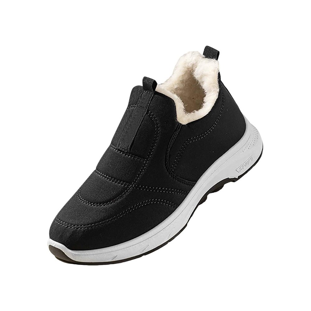 Slip On Winter Sneakers Fashion Casual Lightweight Soft Bottom Cotton Lined Solid Color Outdoor Warm Winter Shoes (Dark Gray, 9)