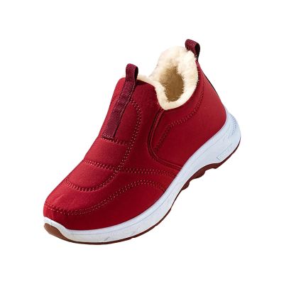 Slip On Winter Sneakers Fashion Casual Lightweight Soft Bottom Cotton Lined Solid Color Outdoor Warm Winter Shoes (Red, 8)