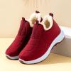 Slip On Winter Sneakers Fashion Casual Lightweight Soft Bottom Cotton Lined Solid Color Outdoor Warm Winter Shoes (Red, 8) view 2