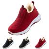Slip On Winter Sneakers Fashion Casual Lightweight Soft Bottom Cotton Lined Solid Color Outdoor Warm Winter Shoes (Red, 8) view 3