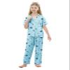 Umeyda G Pajamas for Girls Set 3 Piece Sleepwear Button-Down Short Sleeve Pj Set Cute Loungewear, Blue Moon, 7-8 Years view 4