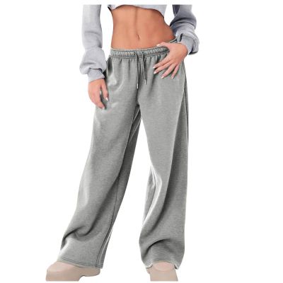 XUNRYAN Womens Wide Leg Sweatpants High Waisted Baggy Flare Parachute Pants Athletic Joggers Pockets Activewear Y2K Clothes