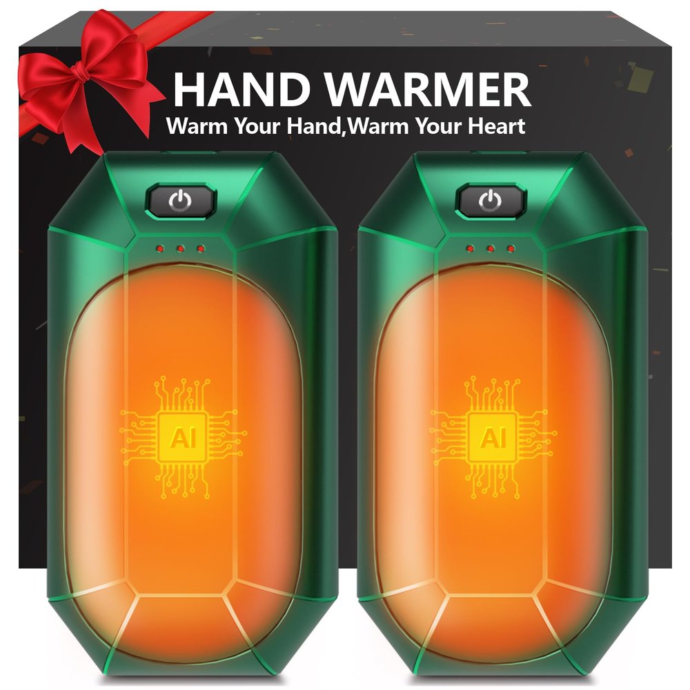 WARMHAND AI Hand Warmers Rechargeable 2 Pack,Portable Electric Hand Warmer Reusable,AI Smart Chip Hand Warmer for Outdoor Golf Hunting Camping Accessories,Warm Winter Gifts for Men Women Kids(Green)