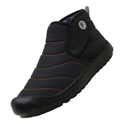 Winter Snow Boots Slip-on Water Resistant Booties Anti-Slip Lightweight Warm Ankle Boots with Full Fur for Men Women (Black, 6.5)
