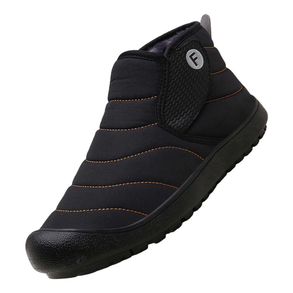 Winter Snow Boots Slip-on Water Resistant Booties Anti-Slip Lightweight Warm Ankle Boots with Full Fur for Men Women (Black, 6.5)