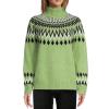 Heevina Fair Isle Sweater Women Turtleneck Womens Sweaters Knit Loose High Neck Long Sleeve Knitted Pullover Top (Blue, Medium) view 1