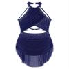 HULIJA Women's Sparkly Lyrical Dance Costume Backless Skirted Leotard Modern Contemporary Dancewear NavyBlue XX-Large view 3