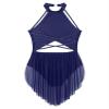HULIJA Women's Sparkly Lyrical Dance Costume Backless Skirted Leotard Modern Contemporary Dancewear NavyBlue XX-Large view 4