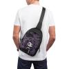 Sling Bag for Women Men Daypack Purple Black Goth Spooky Chest Bag Crossbody Backpack for Hiking Travel view 4