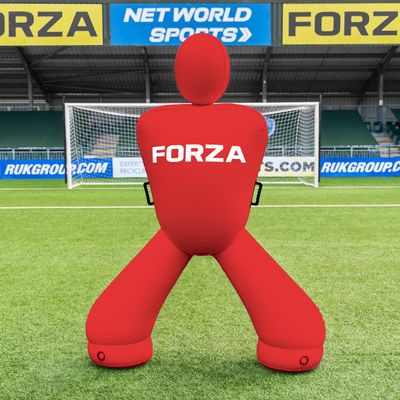 FORZA Giant Inflatable Soccer Dummy | Free Kick Defender Wall 77in Air Mannequin for Goalkeeper Practice Heavy-Duty PVC Design for All-Weather Use (Without Pump, Red, Without Carry Bag)