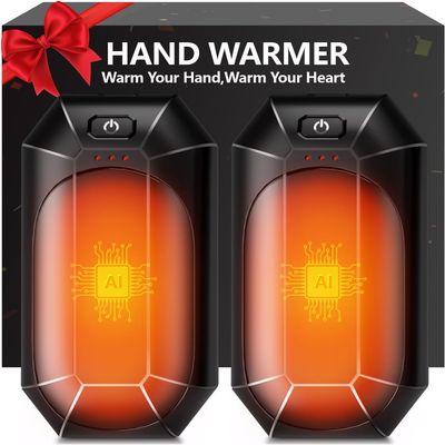 WARMHAND AI Hand Warmers Rechargeable 2 Pack,Portable Electric Hand Warmer Reusable,AI Smart Chip Hand Warmer for Outdoor Golf Hunting Camping Accessories (Black)