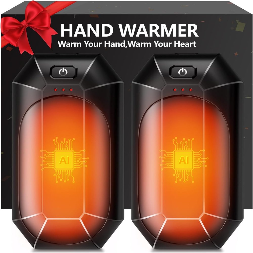 WARMHAND AI Hand Warmers Rechargeable 2 Pack,Portable Electric Hand Warmer Reusable,AI Smart Chip Hand Warmer for Outdoor Golf Hunting Camping Accessories (Black)