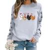 BCDlily Womens Cropped Sweatshirt Women Christmas Sweatshirts Chicken Graphic Crew Neck Pullover Cute Xmas Hat Shirts Thanksgiving Holiday Tops (KB-Light Gray, L) view 2