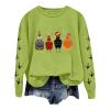 BCDlily Striped Sweatshirt Women Women Christmas Sweatshirts Chicken Graphic Crew Neck Pullover Cute Xmas Hat Shirts Thanksgiving Holiday Tops (KC-Green, L) view 1