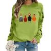 BCDlily Striped Sweatshirt Women Women Christmas Sweatshirts Chicken Graphic Crew Neck Pullover Cute Xmas Hat Shirts Thanksgiving Holiday Tops (KC-Green, L) view 2