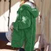 Quilted Jackets for Women Zip Up Diamond Puffer Coat Winter Warm Padded Hooded Slit Down Jacket Outerwear with Pockets Green view 3