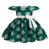 Baby Toddler Christmas Dress Girls Princess Year Holiday Pageant Party Wedding Bridesmaid Tutu Dress Bowknot Striped Snowflake Gown White Snowflake Green 3-4T view 1