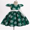 Baby Toddler Christmas Dress Girls Princess Year Holiday Pageant Party Wedding Bridesmaid Tutu Dress Bowknot Striped Snowflake Gown White Snowflake Green 3-4T view 3