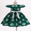 Baby Toddler Christmas Dress Girls Princess Year Holiday Pageant Party Wedding Bridesmaid Tutu Dress Bowknot Striped Snowflake Gown White Snowflake Green 3-4T view 4