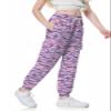 SANGTREE Girl's Cargo Pants Elastic Waist Drawstring Multi Pockets Loose Tapered Cargo Jogger Pants,Camo Pink Purple,13-14 Years Big Kid = Tag 170 view 4