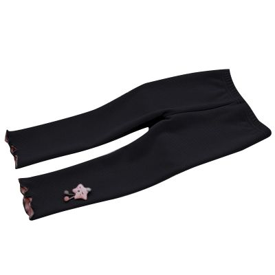 Baby Girls Fleece Lined Pants Knitted Leggings Toddler Girls Warm Winter Cute Stretchy Slim Pants (Black, 12-18 Months)