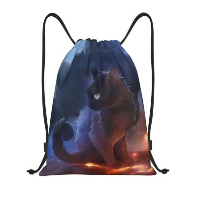 XFYJRKL Cat Warrior Drawstring Bags Unisex Drawstring Backpack 3D Print Lightweight Daypack Sports Gym Bag Small