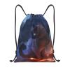 XFYJRKL Cat Warrior Drawstring Bags Unisex Drawstring Backpack 3D Print Lightweight Daypack Sports Gym Bag Small view 1