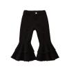 Toddler Baby Girl Denim Flare Pants Kids Ruffled High Waist Bell Bottoms Ripped Jeans Vintage Fall (Black, 3-4 Years) view 3