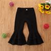 Toddler Baby Girl Denim Flare Pants Kids Ruffled High Waist Bell Bottoms Ripped Jeans Vintage Fall (Black, 3-4 Years) view 4