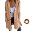 Casual Single Breasted Hooded Jacket for Autumn,Womens Casual Solid Color Coat Jackets Single-Breasted Mid Length (Brown,M) view 1