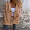 Casual Single Breasted Hooded Jacket for Autumn,Womens Casual Solid Color Coat Jackets Single-Breasted Mid Length (Brown,M) view 2