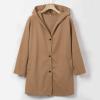 Casual Single Breasted Hooded Jacket for Autumn,Womens Casual Solid Color Coat Jackets Single-Breasted Mid Length (Brown,M) view 3
