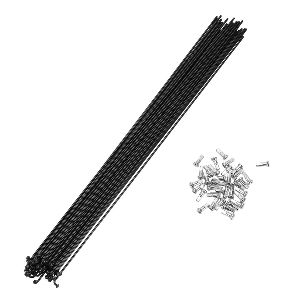 A ABSOPRO Bike Bicycle Spokes 14G 290MM Mountain Bike Spokes Steel Black 36Pcs