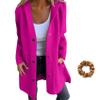 Casual Single Breasted Hooded Jacket for Autumn,Womens Casual Solid Color Coat Jackets Single-Breasted Mid Length (Rose Red,4XL) view 1