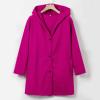 Casual Single Breasted Hooded Jacket for Autumn,Womens Casual Solid Color Coat Jackets Single-Breasted Mid Length (Rose Red,4XL) view 2