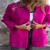 Casual Single Breasted Hooded Jacket for Autumn,Womens Casual Solid Color Coat Jackets Single-Breasted Mid Length (Rose Red,4XL) view 3
