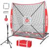 AOLIGEIJS 6'X6' Baseball Softball Practice Net,Pitching Net,Batting Net,with Baseball Tee,Bonus Strike Zone,Target and Bow Frame,for Hitting,Pitching,Catching view 1