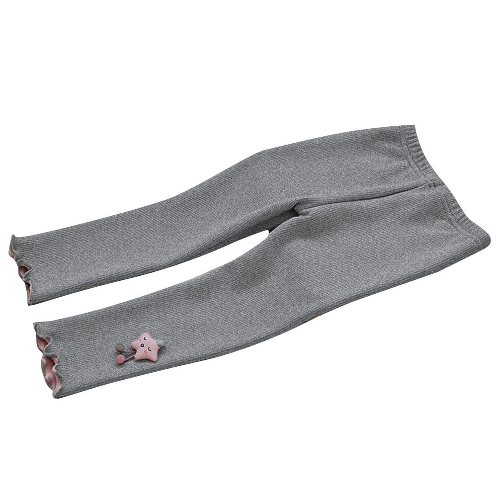 Baby Girls Fleece Lined Pants Knitted Leggings Toddler Girls Warm Winter Cute Stretchy Slim Pants (Grey, 12-18 Months)