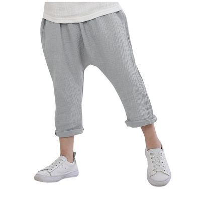Toddler Boy Girl Cotton Linen Casual Harem Pants Basic Plain Soft Pant Baby Spring Fall Bloomers (Grey, 4-5 Years)