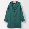 Casual Single Breasted Hooded Jacket for Autumn,Womens Casual Solid Color Coat Jackets Single-Breasted Mid Length (Dark Green,3XL) view 2