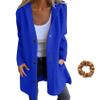 Casual Single Breasted Hooded Jacket for Autumn,Womens Casual Solid Color Coat Jackets Single-Breasted Mid Length (Blue,3XL) view 1